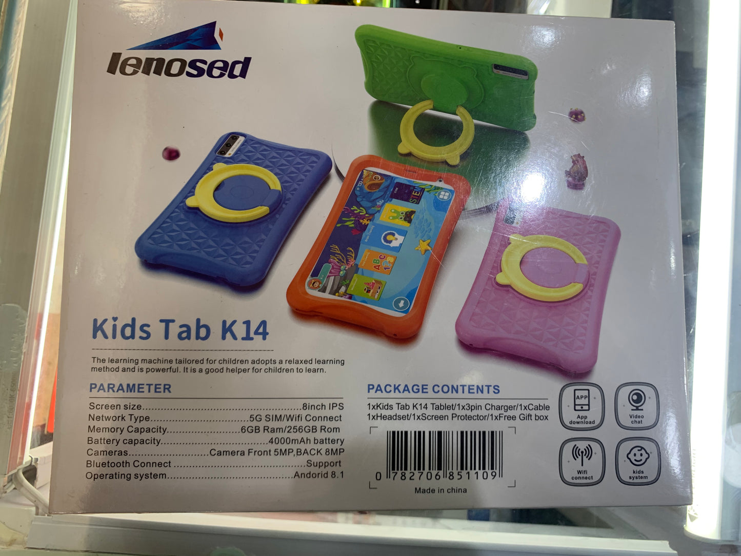 Lenosed K14 Kids Tablet - 8" - 128GB ROM – 4GB RAM – Single Sim - Android 7.0 - 4000mAh - Orange