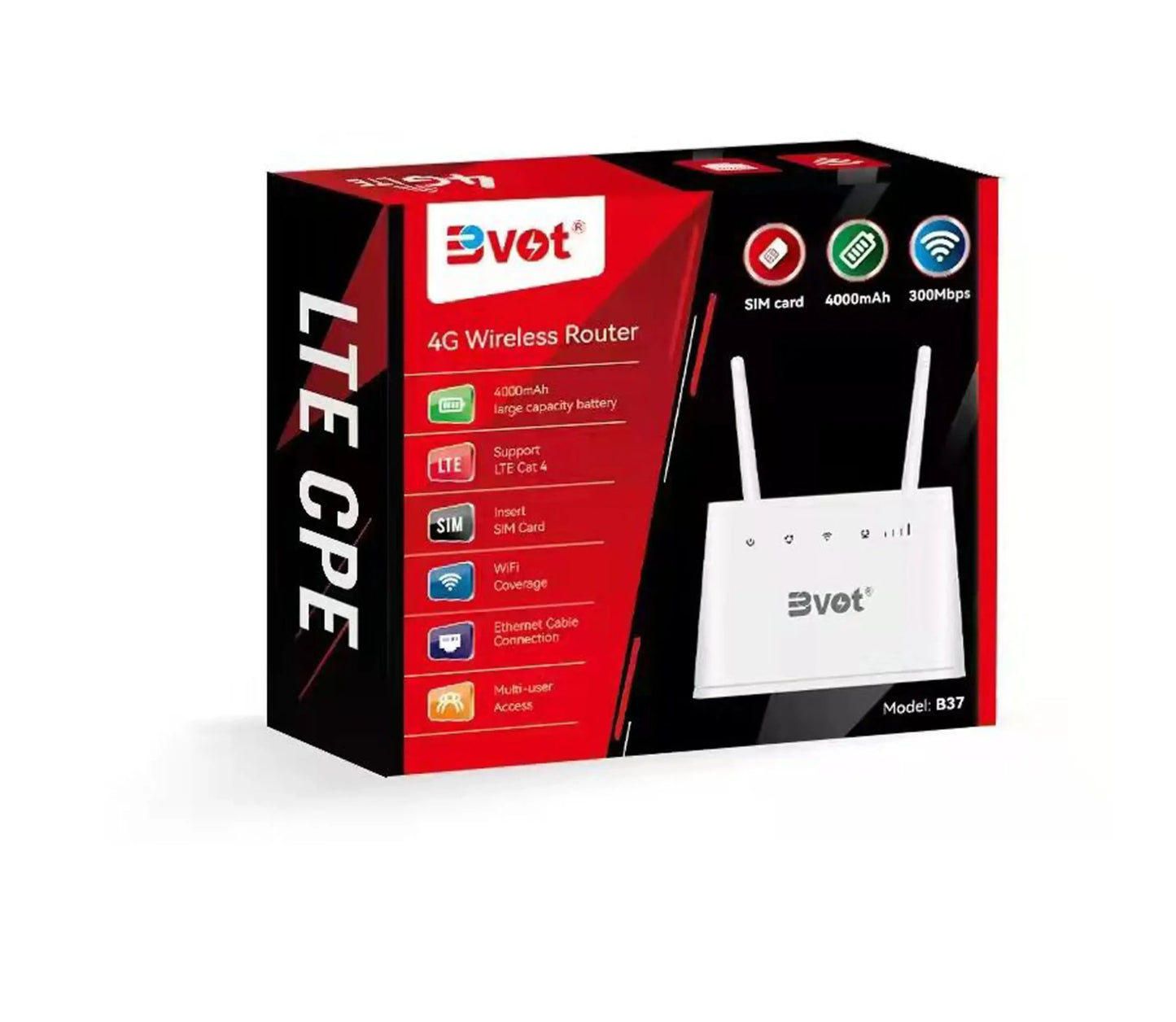 Bvot B37 4G LTE Router 4000mah Rechargeable Router with 4g simcard ...