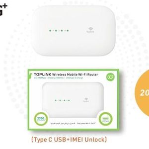 TOPLINK HW66C Wireless 4G+ Mobile Wifi With LED indicator 4 Lights,2300Mah Battery, LTE 150Mbps,Wi-Fi 300Mbps, 10 users - White