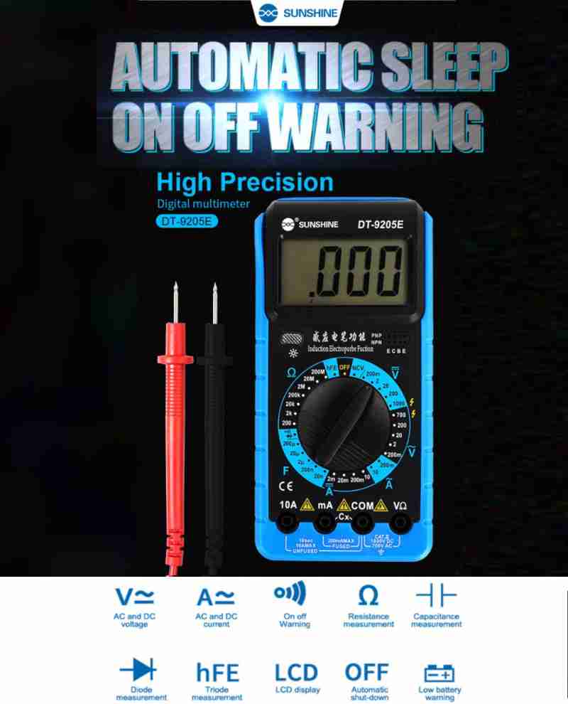 Sunshine DT-9205E Digital Multimeter - Precision Measurement for Every Task!