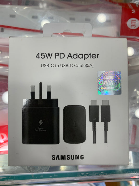 Samsung 45W PD Adapter + Usb-C to Usb-C cable (5A)
