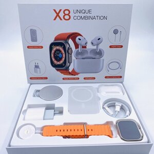 x8 unique combination 8-in-1 Mobile Phone Accessories & Smartwatch Bundle: 20W Charger, PD Cable, Airpeds Pro2, Wireless Charging, Watch Bands & More (MOQ 50)