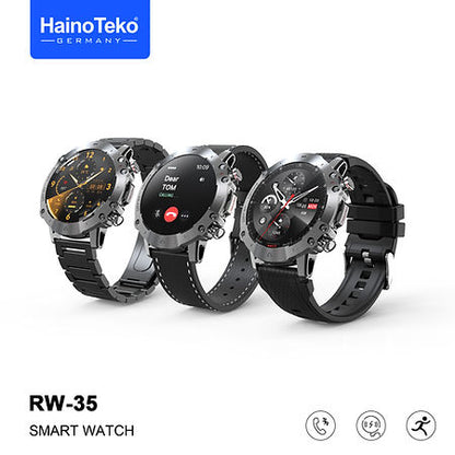 Haino Teko Germany RW-35 Round Shape Smart Watch With 3 Pair Strap and Wireless Charger For Men's and Boys