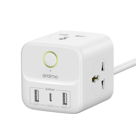 Oraimo 6-in-1 Power Extension Cube – Versatile Power Solution for Your Devices