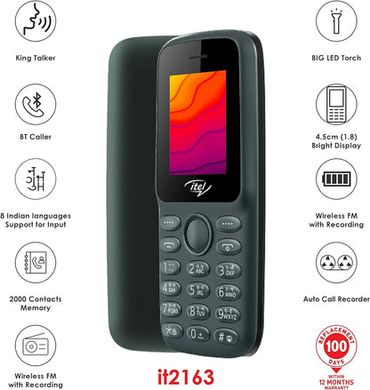 itel it2163: Durable Feature Phone with 1000mAh Battery and 2000 Contacts Capacity