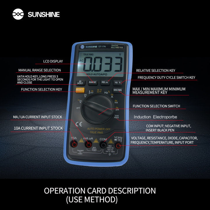 Sunshine DT-17N Fully Automatic Digital Multimeter - Accurate Readings at Your Fingertips!