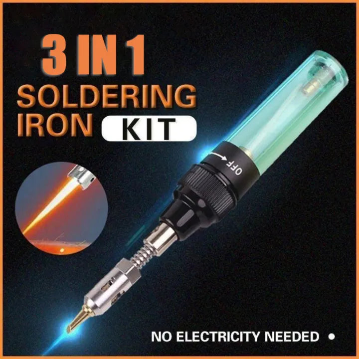 3 In 1 Portable Gas Blow Torch, Soldering Solder Iron Gun and Cordless Welding Pen Burner