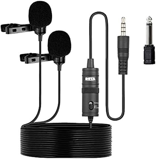 BOYA BY-M1DM Dual Omnidirectional Lavalier Microphone - Effortless Dual-Person Audio Recording